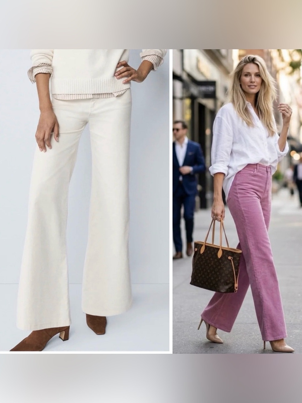 Ann Taylor The Weekend Corduroy Flare Jeans - Mauve & Cream 2 pair High-Rise 6
